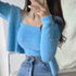 Two-Piece Camisole Knitted Vest with Long Sleeve Cropped Cardigan